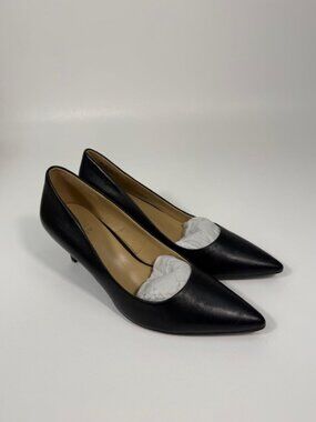 Naturalizer Pippa Black Leather Pointed Toe Kitten Heel Pumps Women's Size 11